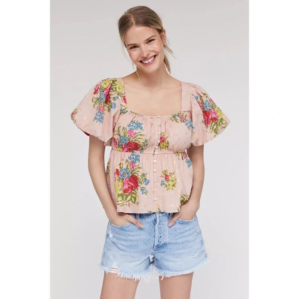 Anthropologie Rosette Babydoll Blouse
